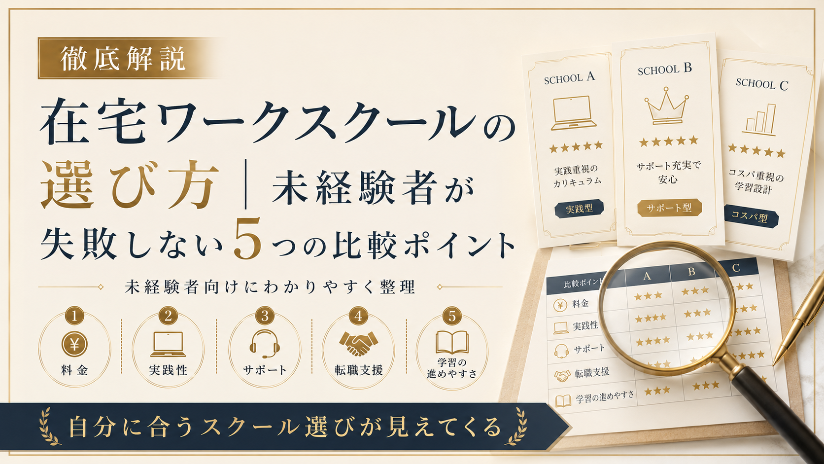 在宅ワークスクールの選び方を解説 - 未経験者が在宅ワークになるまでに失敗しないための5つの比較