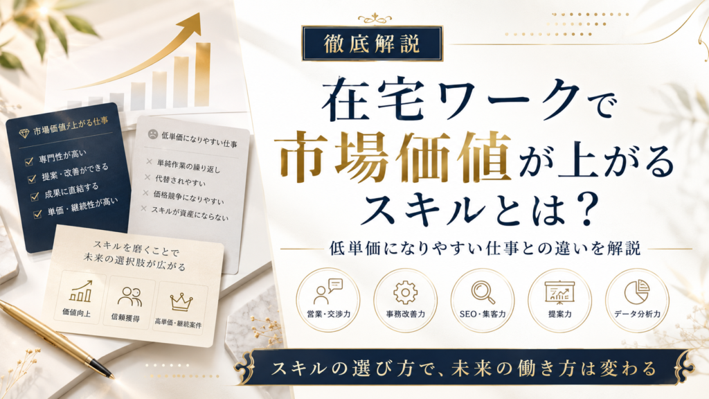 在宅ワークで市場価値が上がるスキルとは？低単価になりやすい仕事との違いを解説